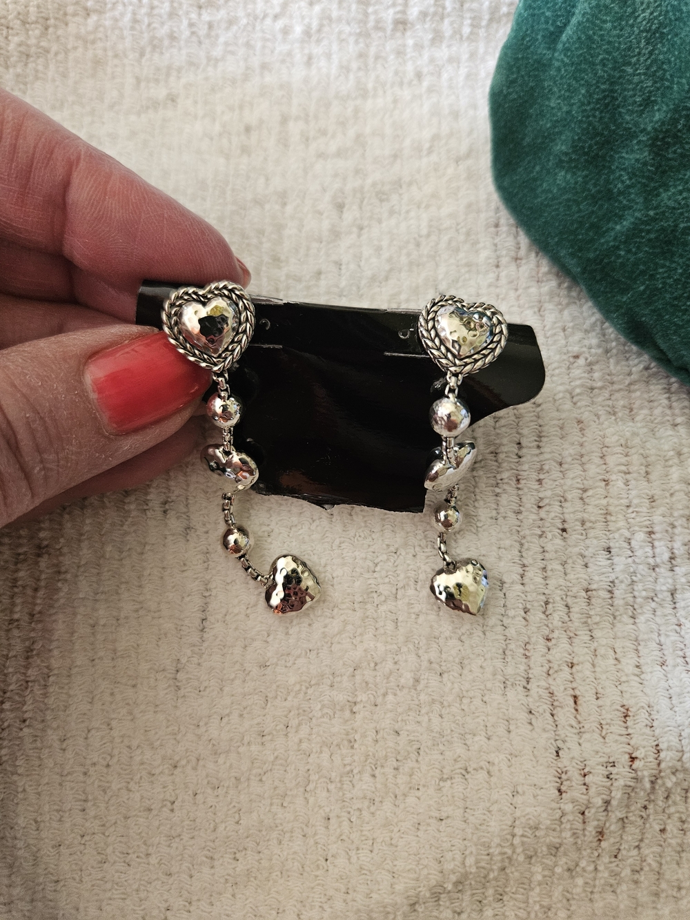 JAI Sterling Silver Symbols Of Love Heart Drop Earrings